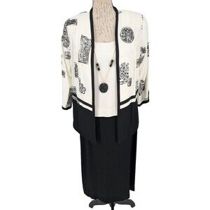 Sherri Martin VTG Two Piece Dress 10 White Black Easter Business